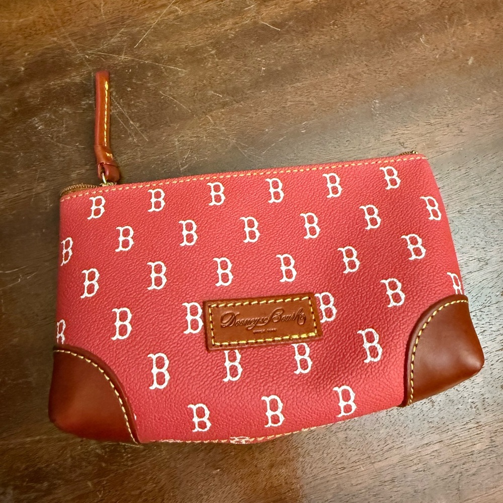 Dooney & Bourke Red Wristlet with Brown Accents, Boston Red Sox